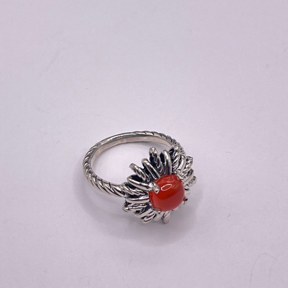 David Yurman Starburst Silver Ring with Red Carnelian - Picture 9 of 9